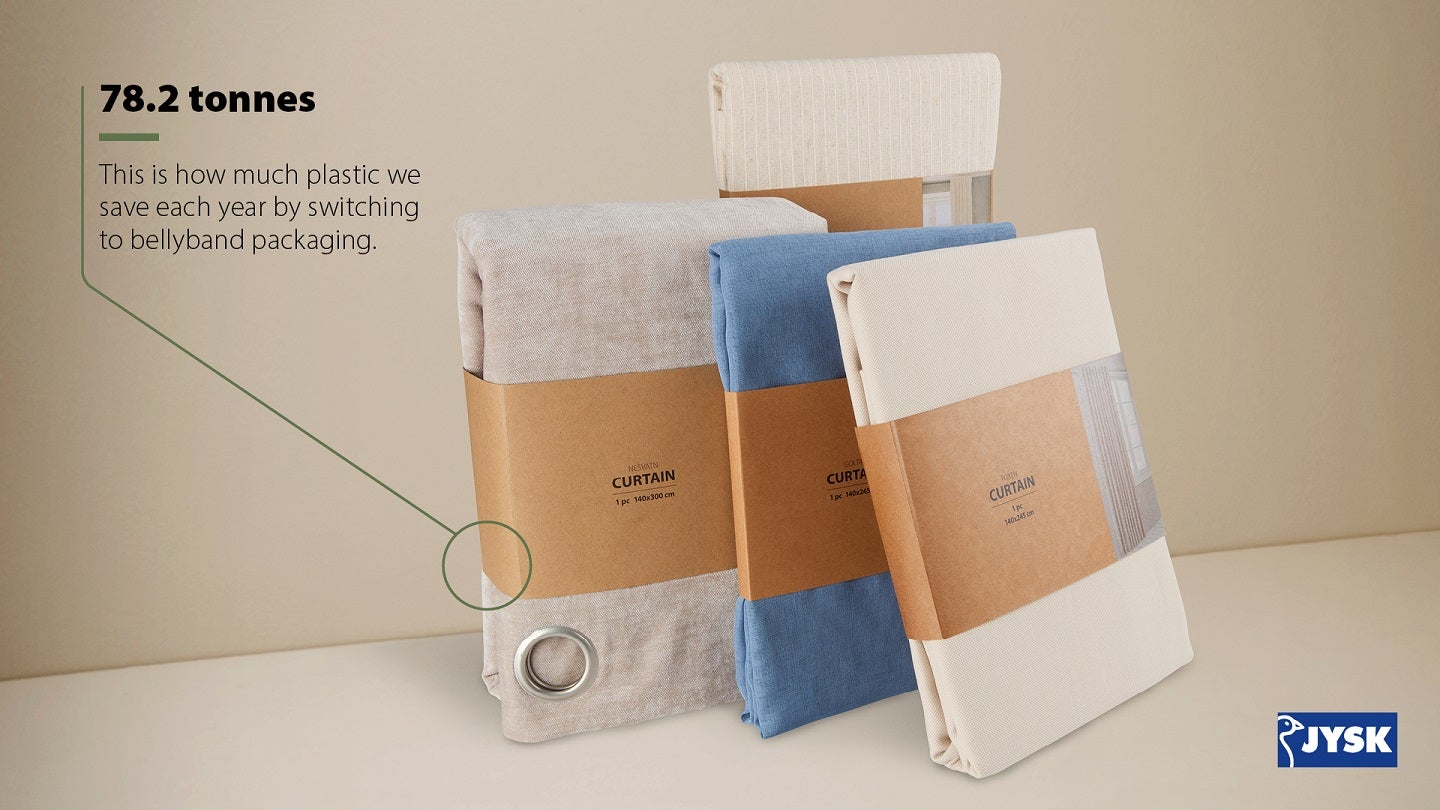 JYSK switches to cardboard bellybands for curtains