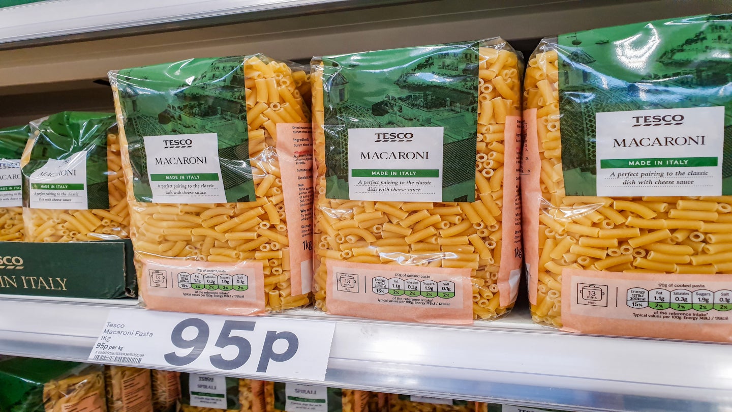 Tesco launches sustainable packaging for pasta range