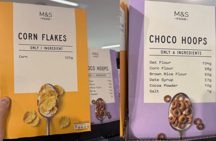 M&S Pulls an RXBAR and Lists Their Ingredients on the Front of the Box
