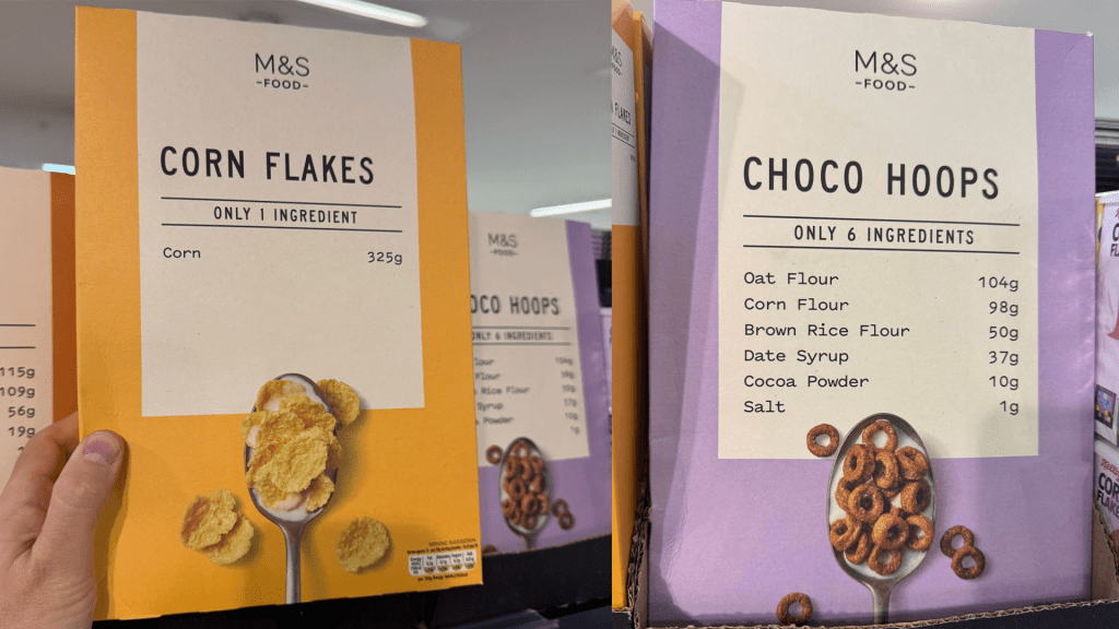 M&S Pulls an RXBAR and Lists Their Ingredients on the Front of the Box