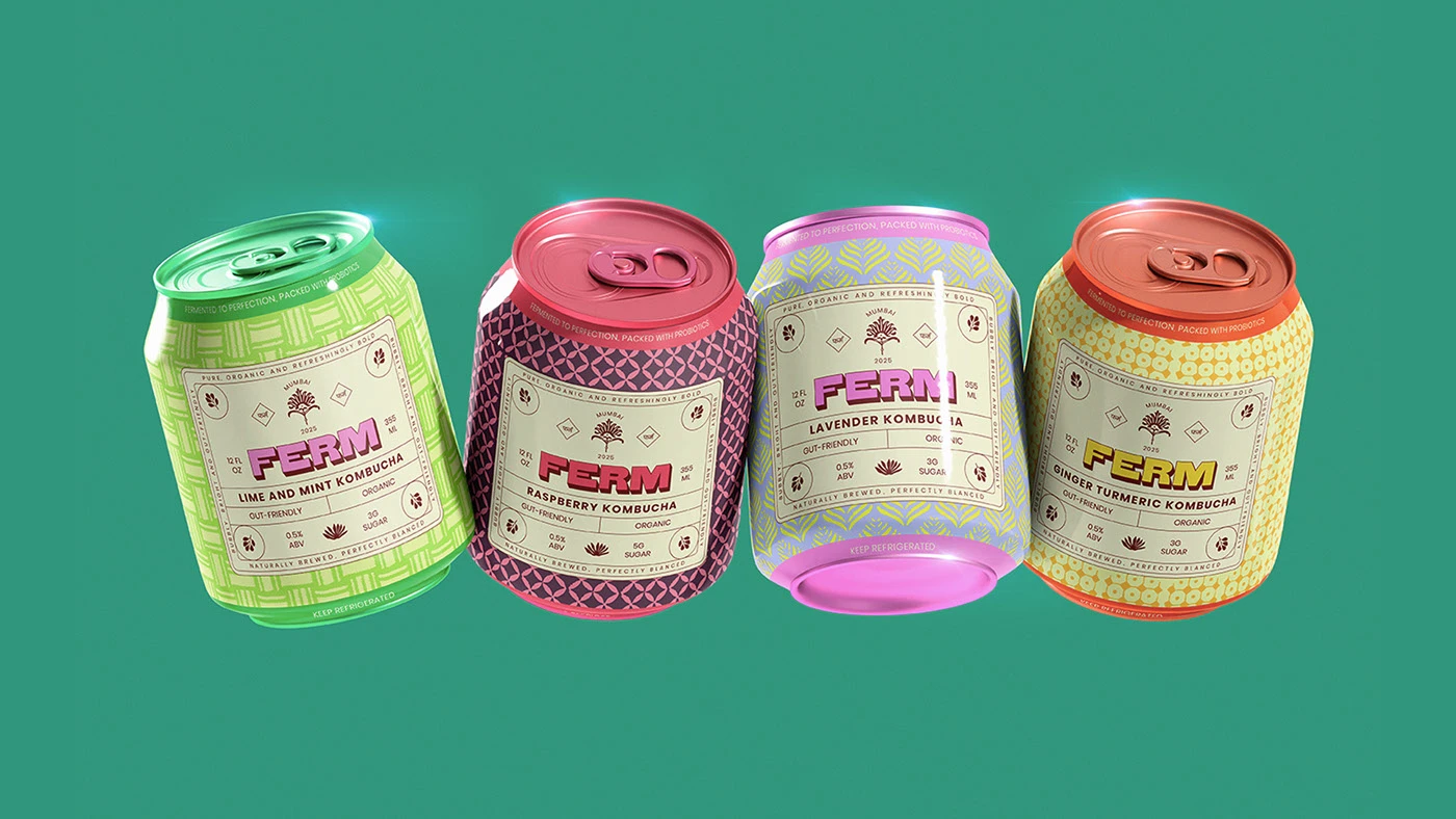 Ferm Kombucha’s Pattern-Packed Cans Make Fermentation More Fun