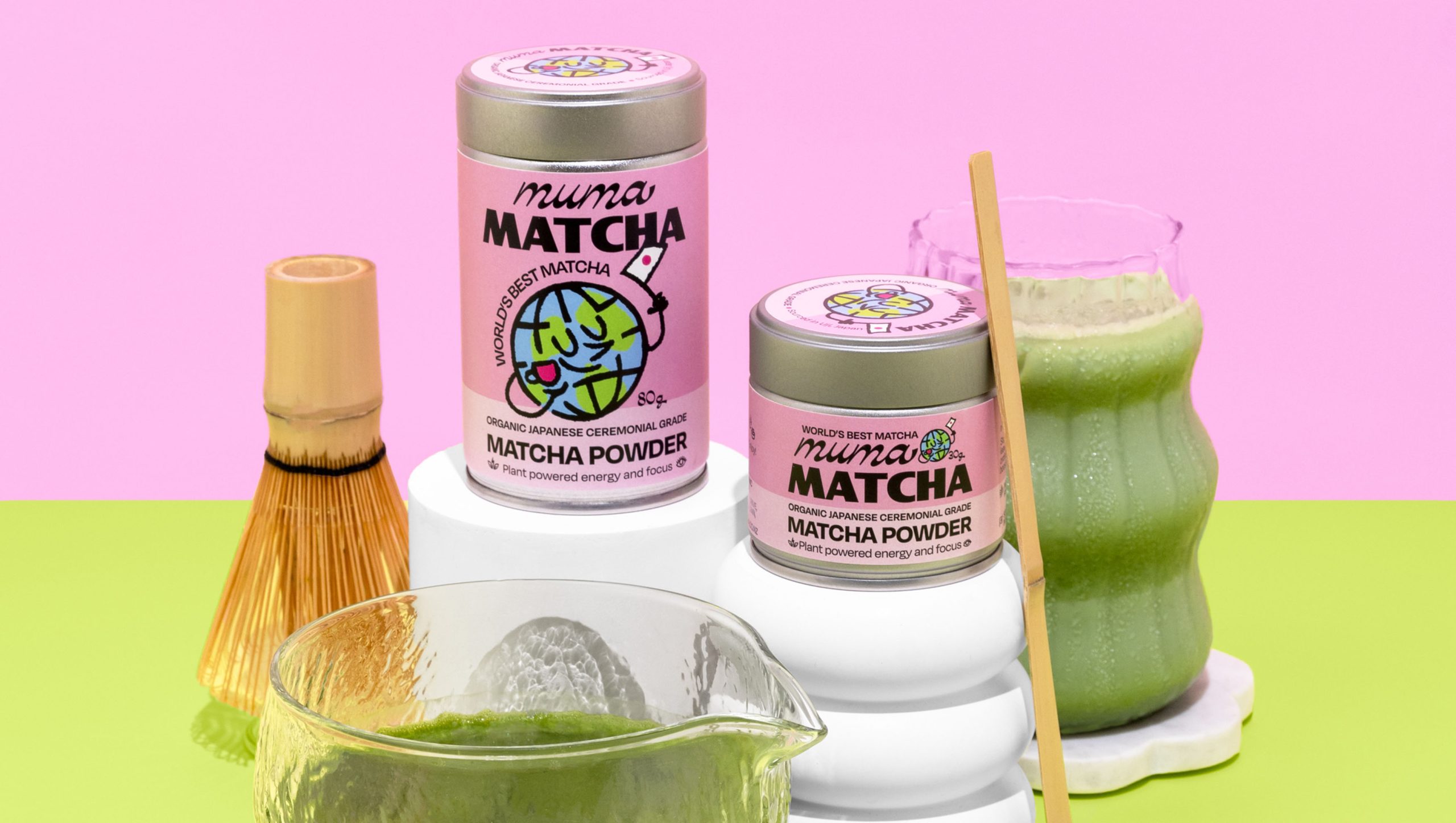Muma Matcha Serves Up Playful Pink Packaging