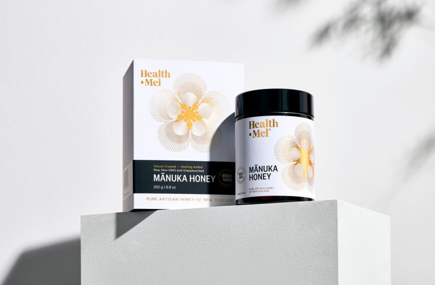 Health Mel Manuka Honey Shines with Gold Foil and Blind Embossing