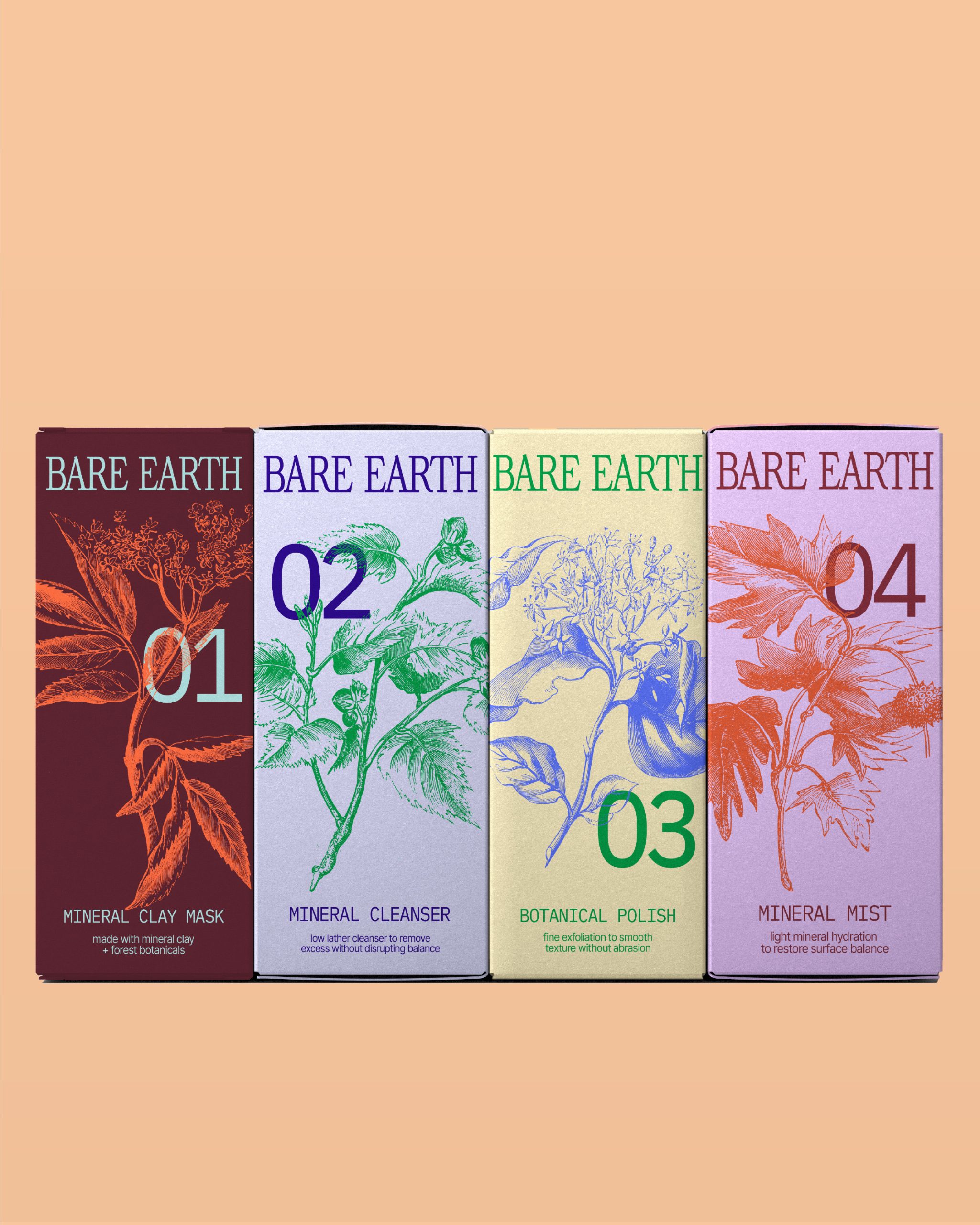 Bare Earth Brings Bold Botanical Illustration to Modern Skincare Design
