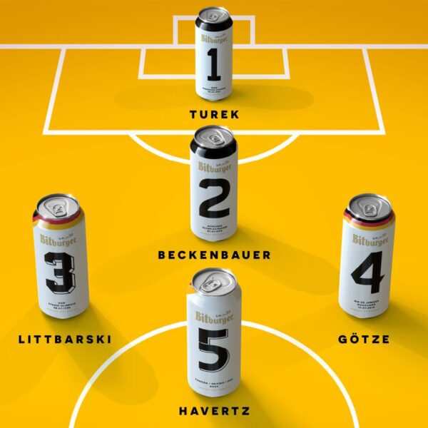 Derek&Eric Design Series Of Bitburger Cans Celebrating Germany’s World Cup Wins